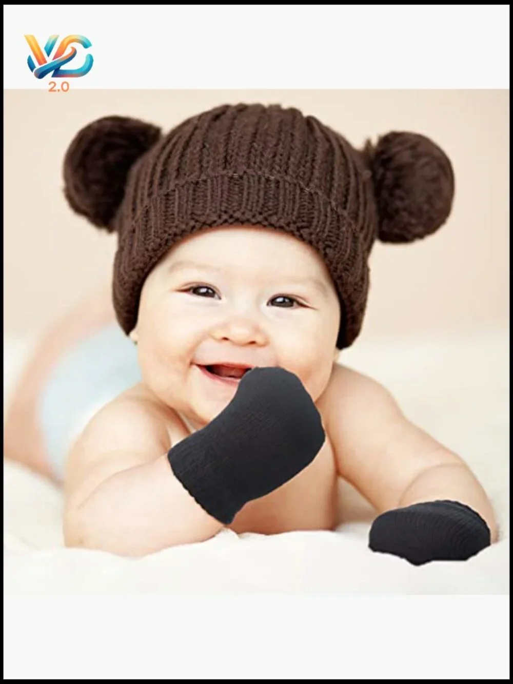 Knitted Baby Mittens 9-Pack Warm Winter Gloves Scratch-Proof Elastic Cuffs
